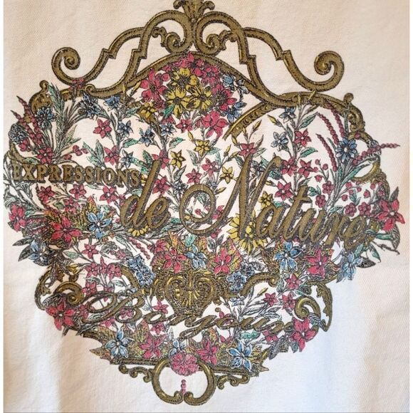 Vintage Bonjour Cream Back To Nature Pullover Sweatshirt One Size - Picture 4 of 5